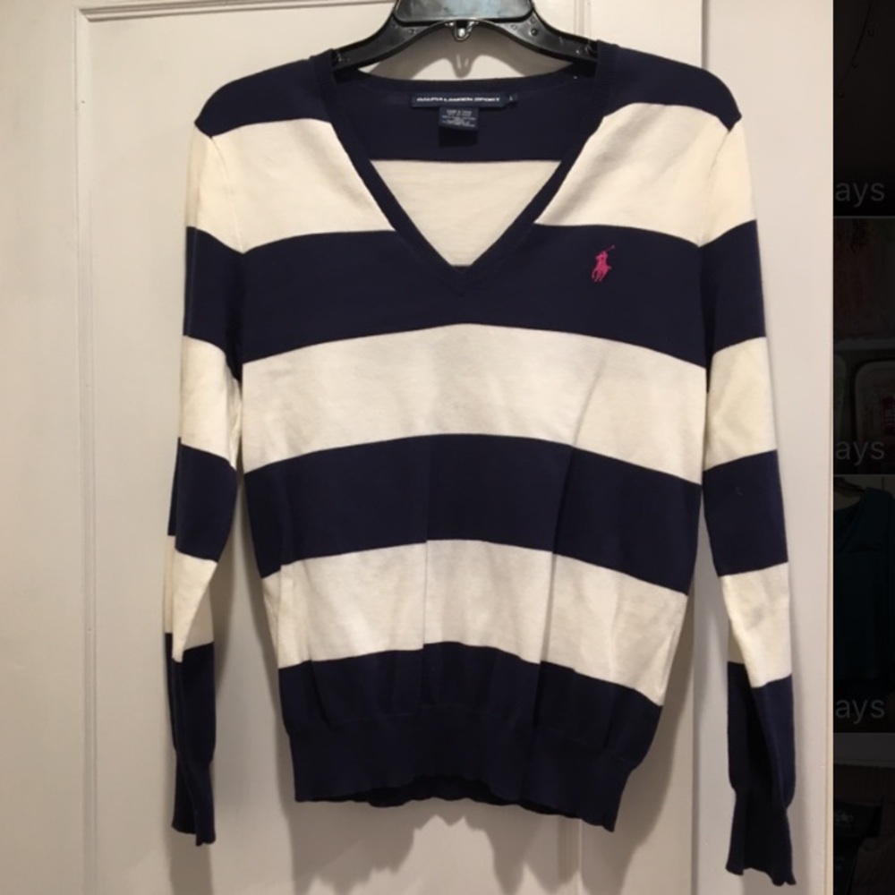 Ralph Lauren Sport navy & white striped sweater